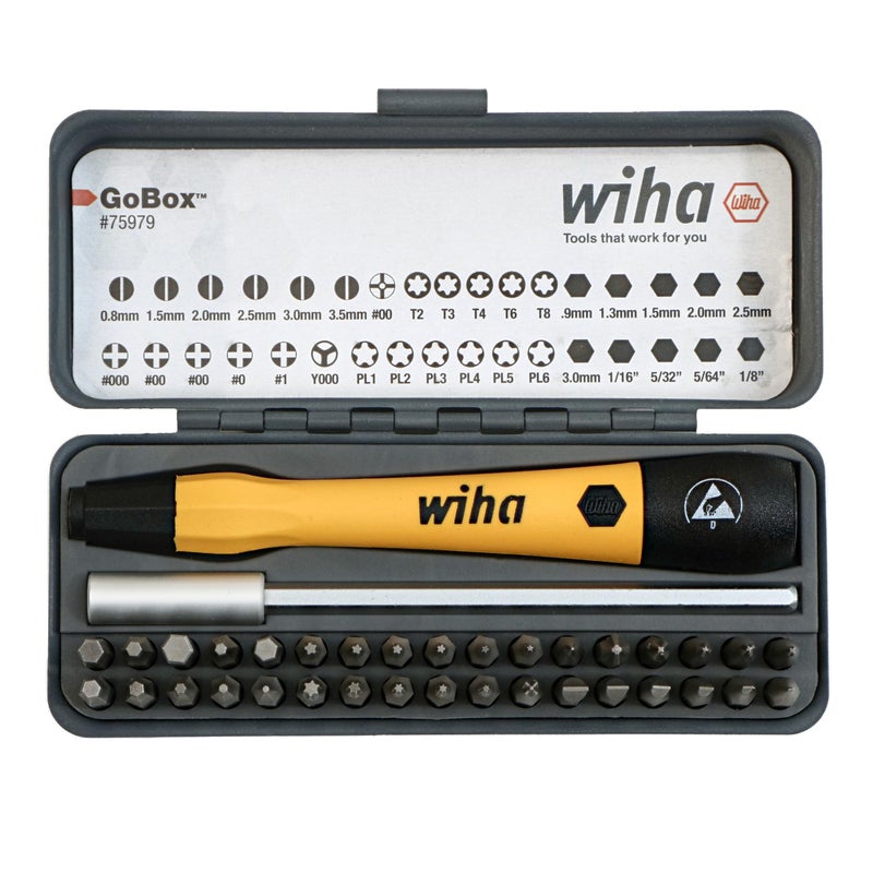 ويها مجموعة لقم صغيرة دقيقة من Wiha 75979 مكونة من 36 قطعة من GoBox Electronics ESD - Image 1